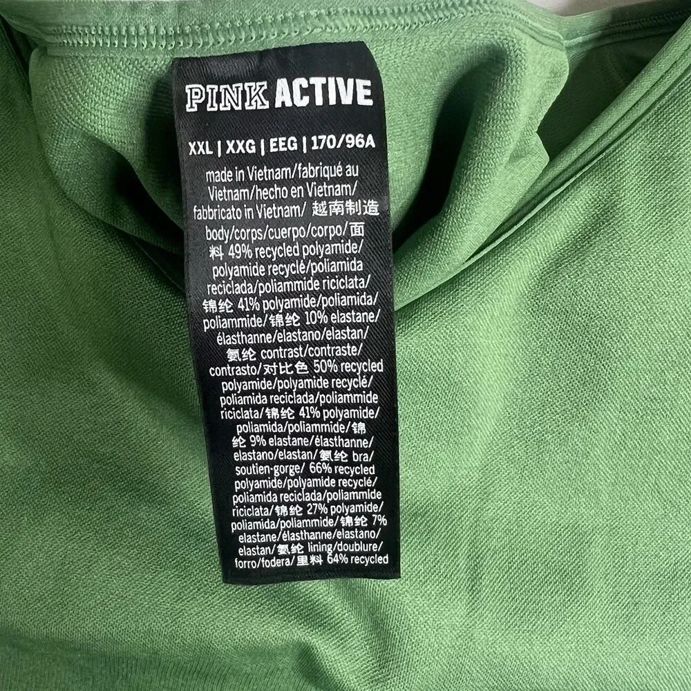 VS PINK Active 6” Seamless Workout Bodysuit Romper Green Sz XXL Athleisure Gym